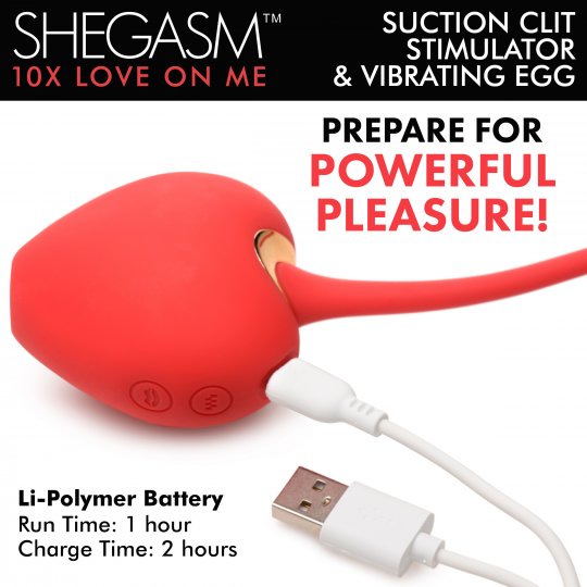 10X Love on Me Suction Clit Stimulator and Egg Vibrator